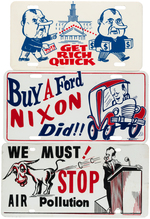 FIVE ANTI-NIXON LICENSE PLATE ATTACHMENTS INCLUDING TWO WITH WATERGATE CONTENT.