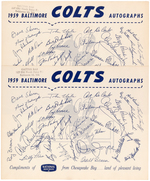 1958 BALTIMORE COLTS MULTI-SIGED PROMO CARD & NATIONAL BOHEMIAN BEER EPHEMERA PAIR.