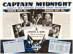 CAPT MIDNIGHT THIRD FOLD-OUT POSTER SENT DEALERS JUST PRIOR RADIO DEBUT OCT. 10, 1938.