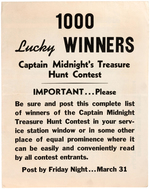 CAPT. MIDNIGHT CONTEST 1000 WINNERS BIG POSTER, DISPLAY SHEET &  ACTUAL PRIZE AGFA CAMERA.