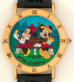 "THE WORLD OF DISNEY AT DOWNTOWN DISNEY" MICKEY & MINNIE MOUSE WATCH & ORIGINAL ART FRAMED DISPLAY.