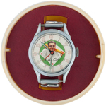 "OFFICIAL BABE RUTH WRIST WATCH - SPORTS WATCH OF CHAMPIONS" BOXED WATCH WITH BASEBALL CASE.