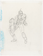 GI JOE GRISTLE FRAMED FINAL PRESENTATION ART AND CONCEPT PENCIL RENDERINGS.