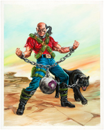 GI JOE SCARHEAD UNPRODUCED FIGURE ART PAIR BY DAVE DORMAN AND MARK PENNINGTON.