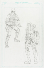 GI JOE STEVE KURTH ORIGINAL ART PAIR OF PENCIL PAGES FOR ISSUE 2 "BATTLE FILES".