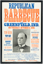 HUGE AND SPECTACULAR 1896 McKINLEY "REPUBLICAN BARBECUE AT GREENFIELD, IND." POSTER.