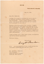 DWIGHT D. EISENHOWER SIGNED INVITATION LETTER TO 1955 WHITE HOUSE STAG PARTY.