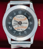 "ALL STAR WRISTWATCH" WITH MICKEY MANTLE, ROGER MARIS & WILLIE MAYS BOXED COMPLETE.
