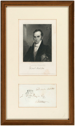 DANIEL WEBSTER SIGNED FREE FRANK COVER IN FRAMED DISPLAY.