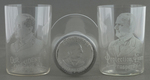 FOUR McKINLEY GLASS TUMBLERS INCLUDING 1900 JUGATE WITH ROOSEVELT.