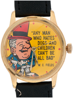 RARE W.C. FIELDS WATCH WITH 17 JEWELS & HAND-PAINTED DIAL.