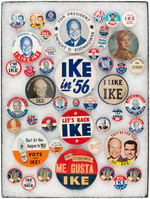 LARGE DWIGHT D. EISENHOWER COLLECTION OF OVER 150 BUTTONS AND MORE.