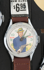 "NEW HAVEN ANIMATED CHARACTER WATCHES" STORE DISPLAY WITH DICK TRACY & GENE AUTRY.