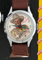 "NEW HAVEN ANIMATED CHARACTER WATCHES" STORE DISPLAY WITH DICK TRACY & GENE AUTRY.