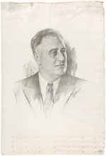 BOLD FRANKLIN D. ROOSEVELT PORTRAIT TEXTILE BANNER.