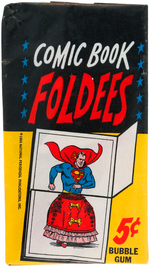 "COMIC BOOK FOLDEES" TOPPS GUM CARD NEAR SET/WAX PACK/WRAPPER FEATURING DC CHARACTERS.