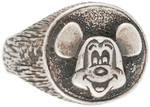 MICKEY MOUSE SCARCE 1950s CLUB ENAMEL/BRASS RING AND RARE 1950s STERLING RING.