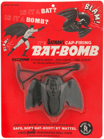 "BATMAN'S CAP-FIRING BAT-BOMB" CARDED TOY.