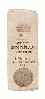 "TENTH NATIONAL PROHIBITION CONVENTION 1904 VISITOR" RIBBON.