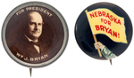 PAIR OF SCARCE BRYAN CAMPAIGN BUTTONS INCLUDING "NEBRASKA FOR BRYAN!" HAKE #428.