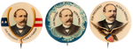 TRIO OF "FOR PRESIDENT ALTON B. PARKER" PORTRAIT BUTTONS.