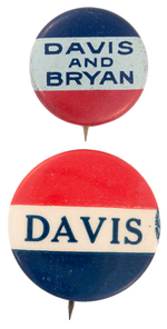 PAIR OF JOHN W. DAVIS BUTTONS FROM 1924 CAMPAIGN.