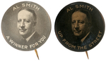 “AL SMITH/A WINNER FOR YOU” AND "UP FROM THE STREET" 1928 CAMPAIGN BUTTONS.