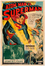 "ATOM MAN VS. SUPERMAN" LINEN-MOUNTED MOVIE SERIAL POSTER & SUPERMAN ACTOR KIRK ALYN SIGNED LOT.