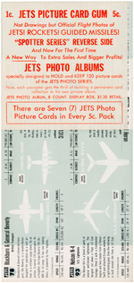 "JETS PICTURE CARD GUM" TOPPS PROMOTIONAL UNCUT CARD SHEET.