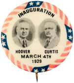 HOOVER/CURTIS "INAUGURATION MARCH 4TH 1929" JUGATE BUTTON HAKE #2005.