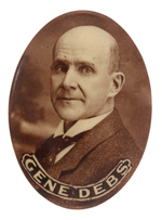 "GENE DEBS" 1912 SEPIA TONED REAL PHOTO OVAL BUTTON HAKE #8.