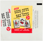 "GOOD GUYS AND BAD GUYS" LEAF UNOPENED GUM CARD WAX PACK & WRAPPER.