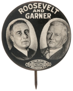 ROOSEVELT/GARNER 1932 JUGATE BUTTON HAKE #6.