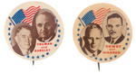 TRUMAN/BARKLEY AND DEWEY/WARREN MATCHED PAIR OF JUGATE BUTTONS.