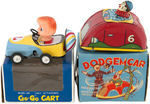 "DODGEM CAR" & "GO-GO CART" BOXED WIND-UP PAIR.