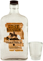 LONE RANGER WHISKEY BOTTLE & SHOT GLASS.