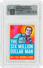 "THE SIX MILLION DOLLAR MAN" TOPPS GUM CARD TEST ISSUE WAX PACK GAI NM+ 7.5.