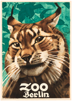 "ZOO BERLIN" LINEN-MOUNTED LYNX POSTER.