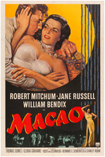 "MACAO" LINEN-MOUNTED MOVIE POSTER.