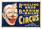 "RINGLING BROS. - BARNUM & BAILEY CIRCUS" POSTER WITH GREAT CLOWN GRAPHIC.