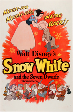 "SNOW WHITE AND THE SEVEN DWARFS" LINEN-MOUNTED RE-RELEASE MOVIE POSTER.