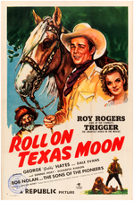 ROY ROGERS "ROLL ON TEXAS MOON" LINEN-MOUNTED MOVIE POSTER.