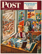 "SATURDAY EVENING POST" NEWSSTAND ADVERTISING POSTER.