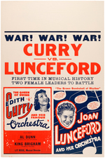 EDITH CURRY & JOAN LUNCEFORD "WAR! WAR! WAR! - CURRY VS. LUNCEFORD" BIG BAND CONCERT POSTER.