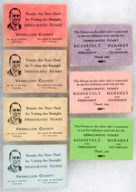 SEVEN FRANKLIN D. ROOSEVELT CAMPAIGN POCKET MIRRORS INCLUDING FOUR "NEW DEAL" AND THREE COATTAIL.