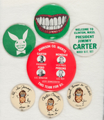 SEVEN JIMMY CARTER BUTTONS INCLUDING THREE HAND PAINTED FROM "PLAINS, GA."