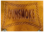 “MATT DILLON GUNSMOKE” DOUBLE HOLSTER SET WITH HALCO CAP PISTOLS.