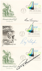 GOLF HOF SIGNED FIRST DAY COVER TRIO.