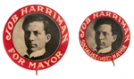 PAIR OF "JOB HARRIMAN FOR MAYOR" SOCIALIST PARTY BUTTONS.