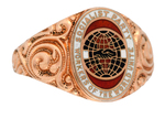 FOUR ENAMEL "SOCIALIST PARTY WORKERS OF THE WORLD UNITE" ITEMS INCLUDING OUTSTANDING RING.